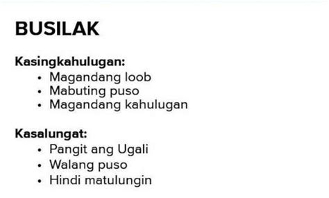 busalan meaning in tagalog|BUSILAK: Tagalog.
